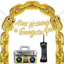 Hip Hop Party Decorations Ain&#39;T Nothing But A Gangsta Banner Jumbo Chain Balloon - £30.46 GBP