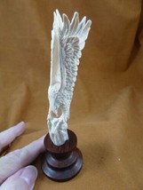 EAGLE-27 Eagle wings out holding fish shed ANTLER figurine Bali detailed carving - £68.89 GBP