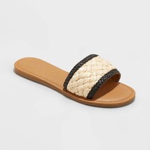 Universal Thread Women&#39;s Dez Woven Slide Sandals Size 8 Black New - $19.34