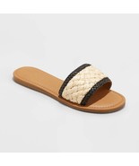 Universal Thread Women&#39;s Dez Woven Slide Sandals Size 8 Black New - $19.34