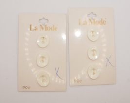 Vintage La Mode White Oval Buttons 6 New on Card Made in Japan - $9.49