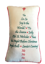 Christmas Throw Pillow Decor Embroidered Holiday Song Names Fa La La Jin... - $19.79
