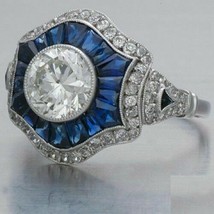 3.80 Ct Vintage Simulated Diamond &amp; Sapphire Engagement Ring Sterling Si... - $102.99
