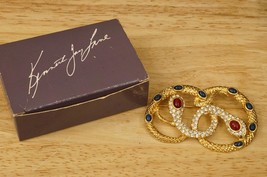 Estate Jewelry Gold Tone Kenneth Jay Lane Avon Rhinestone Snake Serpent Brooch - £197.79 GBP