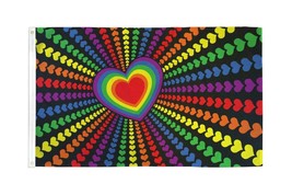 Heart Rainbow Love 3&#39; X 5&#39; Flag FL413 Gay Pride Banner - £6.05 GBP