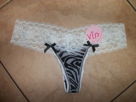 womens panty cheeky VIP size medium  nwt zebra black white lacey - $8.10