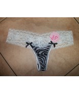womens panty cheeky VIP size medium  nwt zebra black white lacey - $150.34 MXN