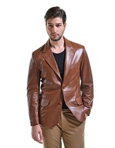 Formal New Brown Men Blazer Stylish Genuine Business Lambskin Leather  H... - £94.92 GBP