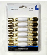 Mainstays 6 Pack Pulls Brass &amp; White Finish Hardware Included Easy Appli... - $40.95 CAD