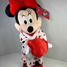 Valentines standing Minnie Mouse in bathrobe with heart - £12.38 GBP