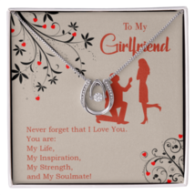To My Girlfriend My Inspiration Lucky Horseshoe Necklace Message Card 14k w CZ  - £40.81 GBP+