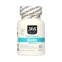 365 Whole Foods Supplements, Vitamin Biotin High Potency 5000 mcg, 60 vegan caps - £19.31 GBP