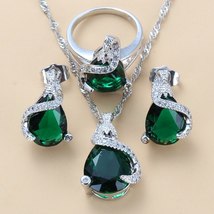925 Mark Water Drop Jewelry Set Wedding-Engagement Accessories For Women Blue Zi - £17.72 GBP