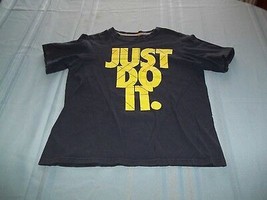 JUST DO IT. yellow block on blue Kid's T-Shirt Size L NIKE - $4.94