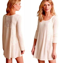 Anthropologie Sleep Chemise Large 10 12 Ivory Knit Nightie Lacy Thermal ... - $47.82