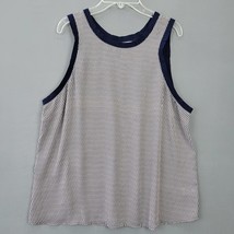 Chelsea 28 Womens Tank Size XL Blue Navy Tan Preppy Print Classic Scoop Neck Top - £8.56 GBP