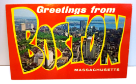 Greetings From Boston Massachusetts Large Letter Chrome Postcard Colourp... - $25.44
