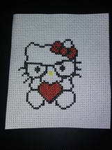 Completed Hello Kitty Love Finished Cross Stitch - £3.90 GBP