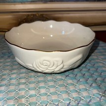 Vintage Lenox Embossed Rose Candy Dish Gold Trim Handcrafted - £12.50 GBP