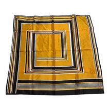 Vintage Japanese Water-Repellent Acetate Scarf Mustard Yellow Black Geom... - $19.80
