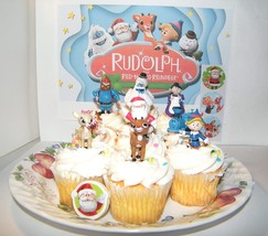 Rudolph the Red Nosed Reindeer Fun Cake Toppers Cup Cake Decorations Set... - £12.74 GBP