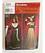 Simplicity Pattern 9058 Size 14-20 Gown Hat Veil Ren Fair Medieval Costume - $19.99