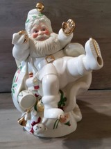 Lenox Holiday Collection 1999 Ice Skating Santa Porcelain Teapot 11” Gol... - £32.59 GBP