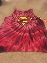 Men&#39;s Superman Super Hero Man Of Steel Tie Dye Tye Tank Top Shirt Size L... - $31.81
