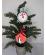 Vintage Sugar Frosted Ornament Lot Of 2 Snowman &amp; Penguin - $29.66 CAD