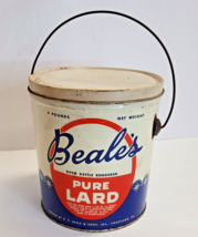 Vintage Beale&#39;s Pure LARD Courtland VA USA Advertising 4 lbs Tin Can Bucket - £23.64 GBP