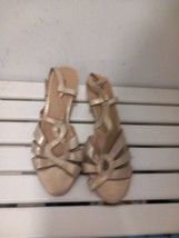 Women Profile wedge Gold sandals size 6uk/39 Eur EXPRESS SHIPPING  - $23.69