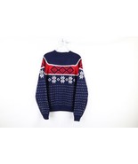 Vintage 70s Streetwear Mens Size Medium Fair Isle Knit Mock Neck Sweater... - $59.35