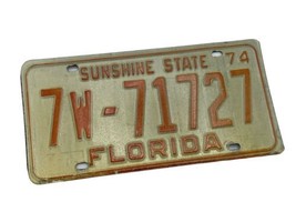 Original Tag Vintage 1974 Florida Sunshine State License Plate FL 7W 71727 - £12.71 GBP