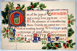 Antique Embossed Postcard Poem about he Joys of Christmas - 1910 1 Cent Stamp - £3.98 GBP