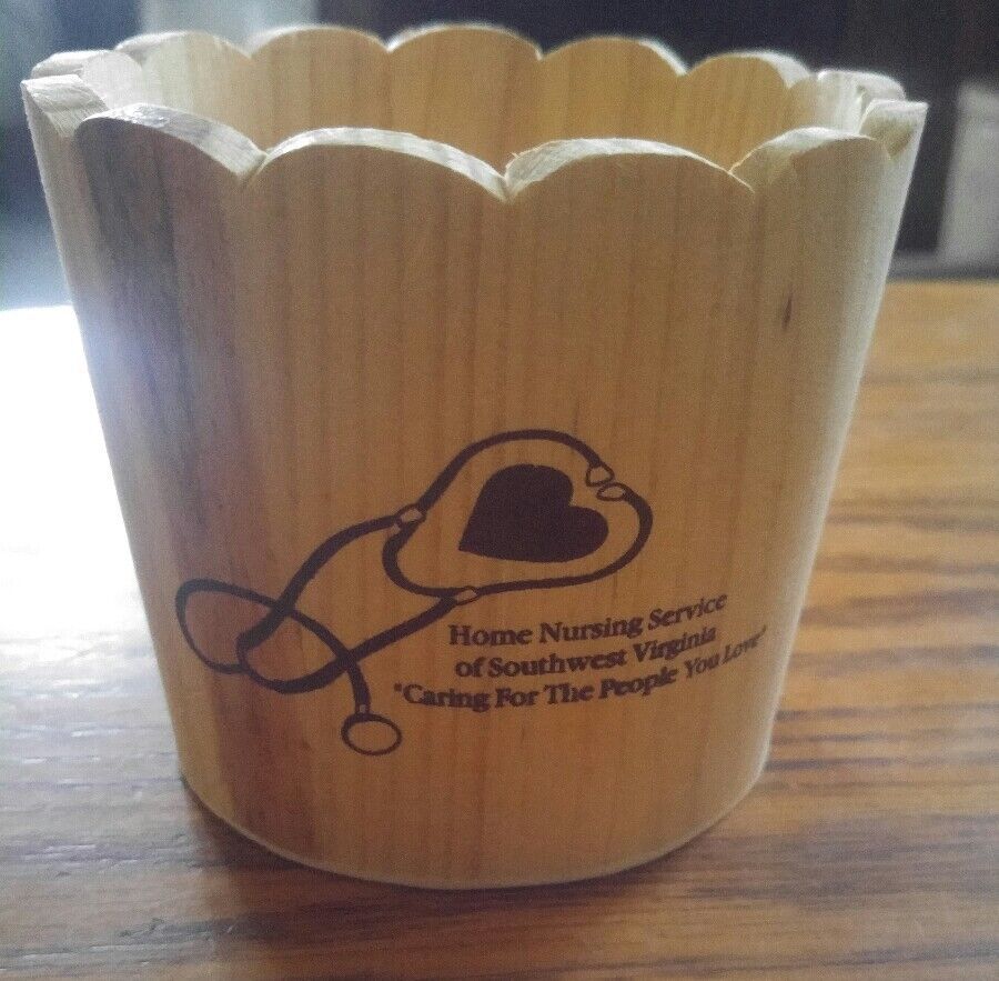 000 Mini Wood Bucket Pencil Holder Home Nursing Service Southwest Virginia - $4.99