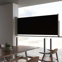  Side Awning Black Screen + Grey Stand Polyester, Powder-Coated Iron - $139.99