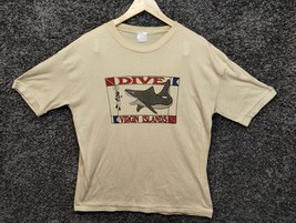 Vintage Dive Virgin Islands Ringer Shirt Adult Large Beige Crew Neck Lig... - $27.77