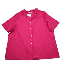 Roamans Shirt Womens B2 Pink Short Sleeve Front Shoulder Pads Button Up Top - £20.08 GBP