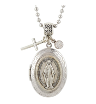 Miraculous Medal Locket Pendant Necklace Mary Marian Catholic Women Girl... - $14.99