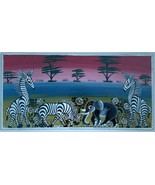 MAWAZO SIGNED TINGA TANZANIA AFRICAN ART PAINTING ZEBRA ELEPHANT SAFARI ... - £25.10 GBP