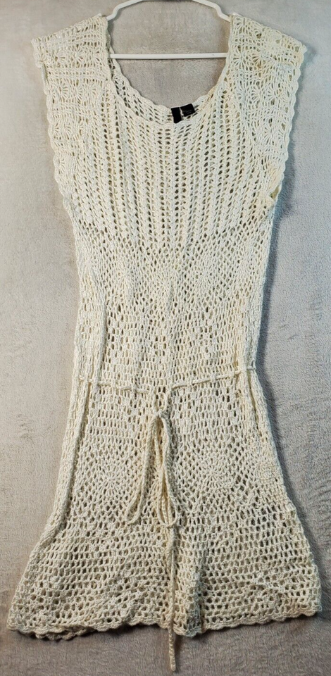 H&amp;M Sheath Dress Womens Size 10 White Crochet 100% Viscose Sleeveless Sc... - $14.15