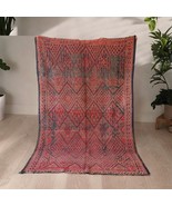 Vintage Moroccan rug made with natural wool and geoemtric design, Handwo... - $1,437.50