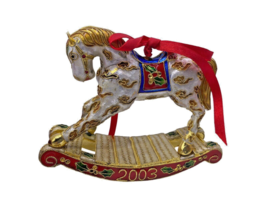 Dillard&#39;s Christmas Cloisonne Ornament Rocking Horse Intricate Rare Trim... - £73.29 GBP