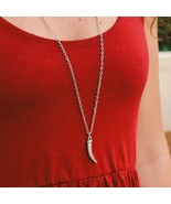 Silver alligator tooth / claw pendant, stainless steel chain, for woman - $30.08 CAD