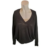 AllSaints Semi-Sheer Slub Knit Sweater Dolman Sleeve V-Neck Pullover Bla... - $28.04