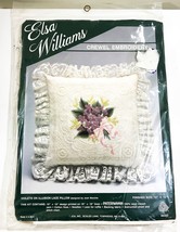 Elsa Williams Crewel Embroidery Pillow Kit Violets On Illusion Lace Pill... - $22.76