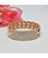 Designer Lisa Freede Rose Gold Tone Crystal Pave Stretch Cuff Bracelet - $34.95