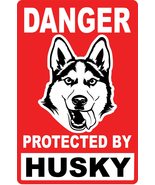 AnyStickerYouWant - DANGER Protected by Disgruntled Husky Aluminum Sign ... - £7.92 GBP