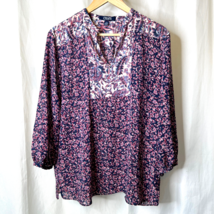 Chaps Denim Brand Womens Ralph Lauren Pullover Casual Shirt Top Blouse Sz L - $15.99