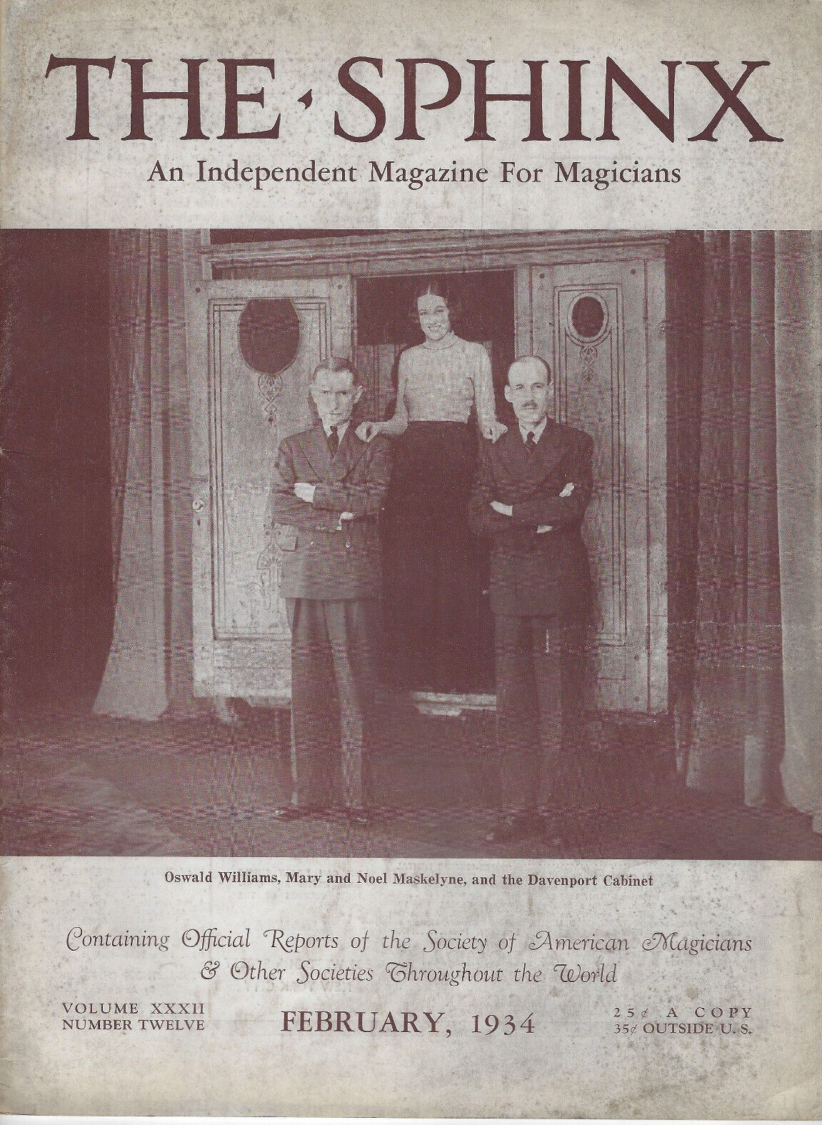 The Sphinx An Independent Magazine For Magicians. February 1934 Vol. 32 ... - $9.75